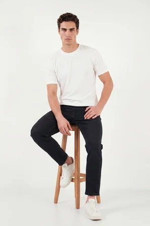 Buratti Regular Fit Çizgili Dokulu Bisiklet Yaka T Shirt Erkek T SHİRT 5904023 BEYAZ