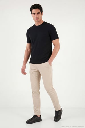 Buratti Regular Fit Çizgili Dokulu Bisiklet Yaka T Shirt Erkek T SHİRT 5904023 SİYAH