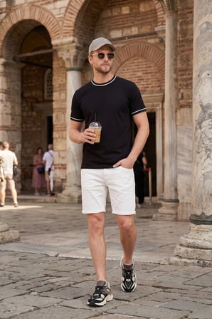 Buratti Pamuklu Bisiklet Yaka Kontrast Şeritli T Shirt Erkek T SHİRT 5904034 SİYAH