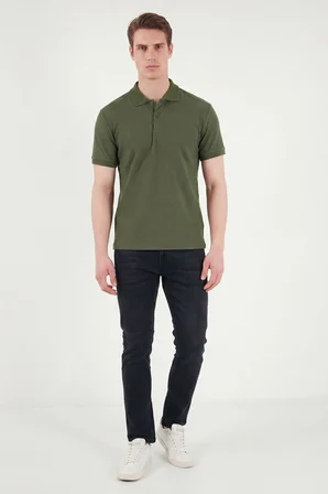 Buratti Pamuklu Kısa Kollu Düğmeli Polo T Shirt Erkek POLO T SHİRT 5904049 HAKİ