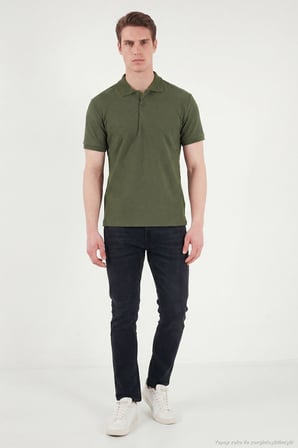 Buratti Pamuklu Kısa Kollu Düğmeli Polo T Shirt Erkek POLO T SHİRT 5904049 HAKİ