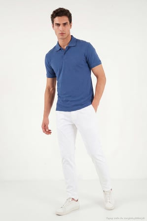 Buratti Pamuklu Kısa Kollu Düğmeli Polo T Shirt Erkek POLO T SHİRT 5904049 LACİVERT
