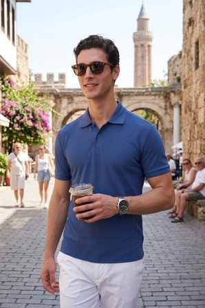 Buratti Pamuklu Kısa Kollu Düğmeli Polo T Shirt Erkek POLO T SHİRT 5904049 LACİVERT