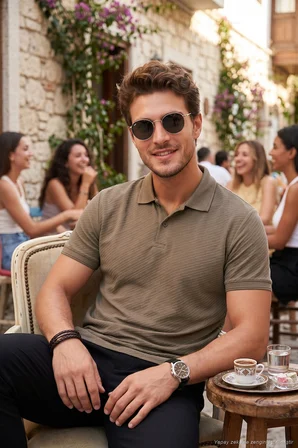 Buratti Pamuklu Kısa Kollu Düğmeli Polo T Shirt Erkek POLO T SHİRT 5904049 KAHVE