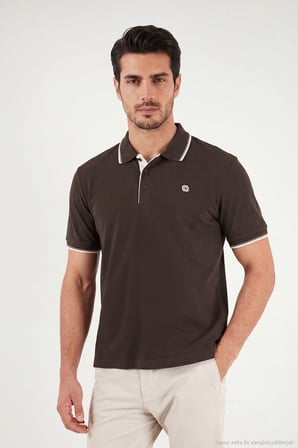 Buratti % 100 Pamuk Düğmeli Regular Fit Polo Yaka T Shirt Erkek POLO YAKA T SHİRT 5902118 KAHVE