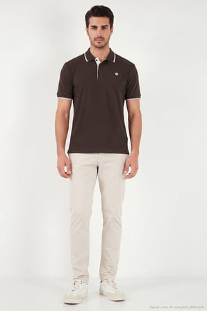 Buratti % 100 Pamuk Düğmeli Regular Fit Polo Yaka T Shirt Erkek POLO YAKA T SHİRT 5902118 KAHVE