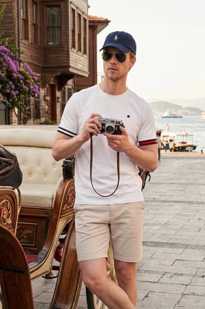 Buratti Bisiklet Yaka Kolları Renkli Şerit Detaylı T Shirt Erkek T SHİRT 5904060 BEYAZ