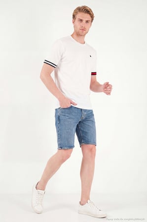 Buratti Bisiklet Yaka Kolları Renkli Şerit Detaylı T Shirt Erkek T SHİRT 5904060 BEYAZ
