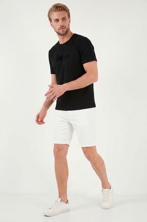 Buratti Pamuklu Regular Fit Baskılı Bisiklet Yaka T Shirt Erkek T SHİRT 5904061 SİYAH