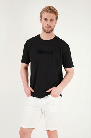 Buratti Pamuklu Regular Fit Baskılı Bisiklet Yaka T Shirt Erkek T SHİRT 5904061 SİYAH