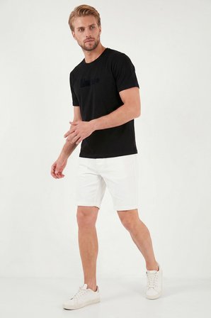Buratti Pamuklu Regular Fit Baskılı Bisiklet Yaka T Shirt Erkek T SHİRT 5904061 SİYAH