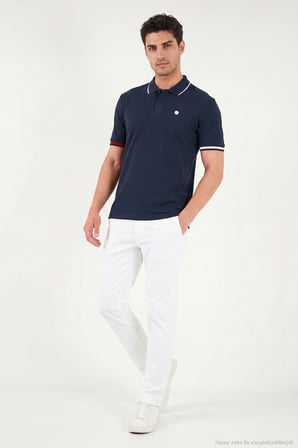 Buratti Pamuklu Regular Fit Düğmeli Polo T Shirt Erkek POLO T SHİRT 5904066 LACİVERT