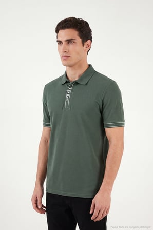 Buratti Pamuklu Regular Fit Yarım Fermuarlı Polo T Shirt Erkek POLO YAKA T SHİRT 5904073 NEFTİ