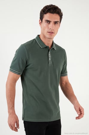 Buratti Pamuklu Regular Fit Yarım Fermuarlı Polo T Shirt Erkek POLO YAKA T SHİRT 5904073 NEFTİ