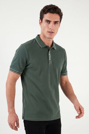Buratti Pamuklu Regular Fit Yarım Fermuarlı Polo T Shirt Erkek POLO YAKA T SHİRT 5904073 NEFTİ