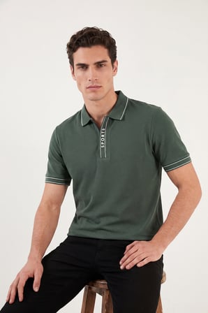 Buratti Pamuklu Regular Fit Yarım Fermuarlı Polo T Shirt Erkek POLO YAKA T SHİRT 5904073 NEFTİ
