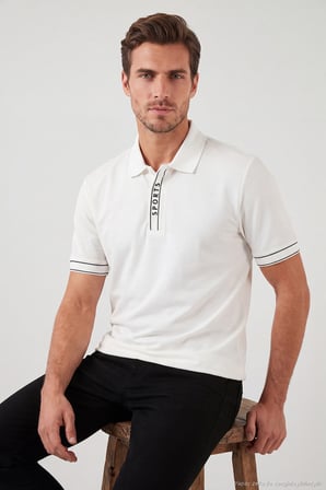 Buratti Pamuklu Regular Fit Yarım Fermuarlı Polo T Shirt Erkek POLO YAKA T SHİRT 5904073 BEYAZ