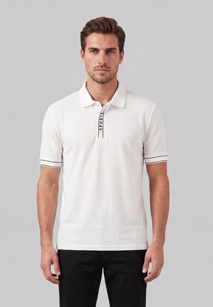Buratti Pamuklu Regular Fit Yarım Fermuarlı Polo T Shirt Erkek POLO YAKA T SHİRT 5904073 BEYAZ