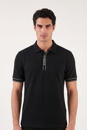 Buratti Pamuklu Regular Fit Yarım Fermuarlı Polo T Shirt Erkek POLO YAKA T SHİRT 5904073 SİYAH