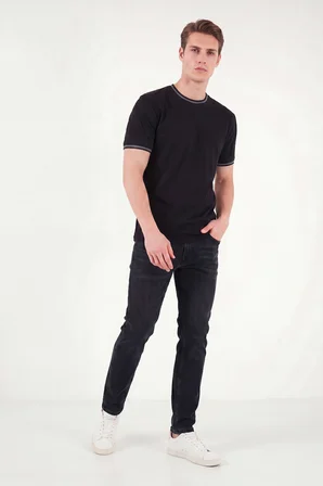 Buratti Pamuklu Regular Fit Şerit Detaylı T Shirt Erkek T SHİRT 5904089 SİYAH