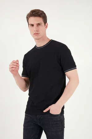 Buratti Pamuklu Regular Fit Şerit Detaylı T Shirt Erkek T SHİRT 5904089 SİYAH