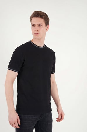Buratti Pamuklu Regular Fit Şerit Detaylı T Shirt Erkek T SHİRT 5904089 SİYAH