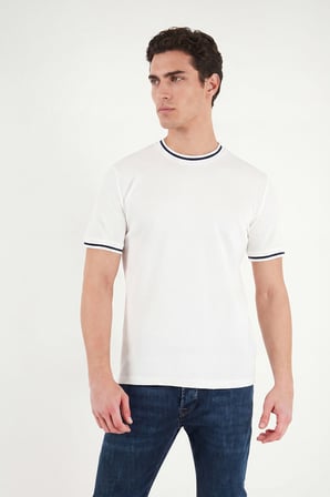 Buratti Pamuklu Regular Fit Şerit Detaylı T Shirt Erkek T SHİRT 5904089 BEYAZ
