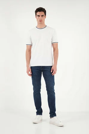 Buratti Pamuklu Regular Fit Şerit Detaylı T Shirt Erkek T SHİRT 5904089 BEYAZ