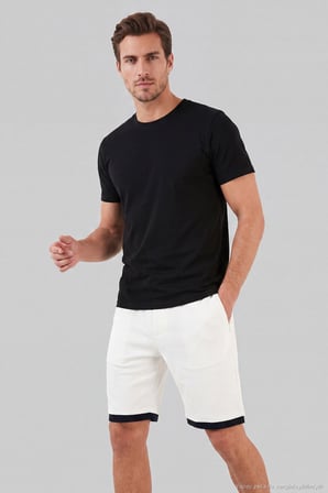 Buratti Scuba Kumaş Çift Katmanlı Paça Detaylı Bağlamalı Short Erkek SHORT 5908091 EKRU