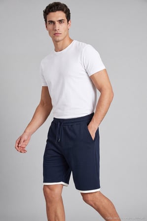 Buratti Scuba Kumaş Çift Katmanlı Paça Detaylı Bağlamalı Short Erkek SHORT 5908091 İNDİGO