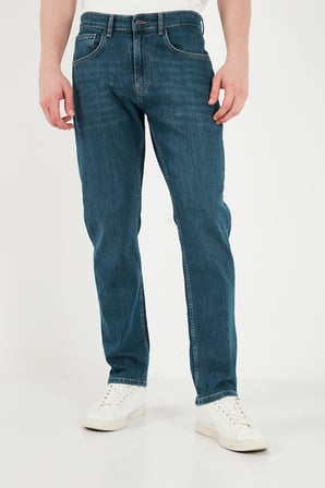 Buratti Pamuklu Comfort Fit Normal Bel Jeans Erkek KOT PANTOLON 4400C52TEXAS YEŞİL-MAVİ