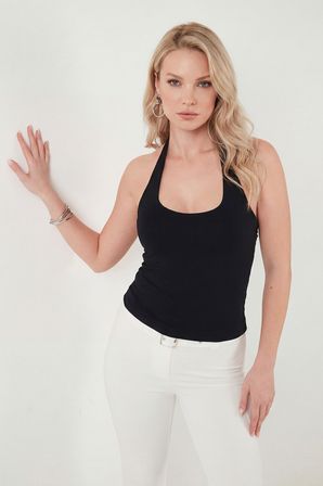 Lela Slim Fit Halter Yaka Sırt Dekolteli İkili Paket Bluz Bayan BLUZ 5866664