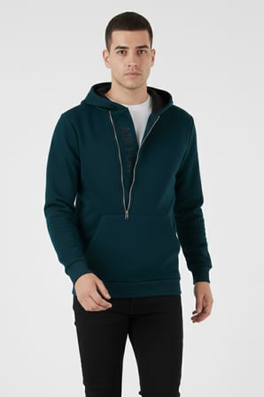 Buratti Pamuklu Slim Fit Kanguru Cepli Fermuar Detaylı Kapüşon Yaka Sweat Erkek SWEAT 575707