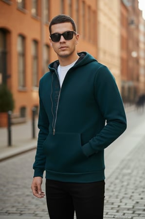Buratti Pamuklu Slim Fit Kanguru Cepli Fermuar Detaylı Kapüşon Yaka Sweat Erkek SWEAT 575707