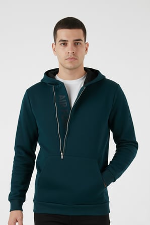 Buratti Pamuklu Slim Fit Kanguru Cepli Fermuar Detaylı Kapüşon Yaka Sweat Erkek SWEAT 575707
