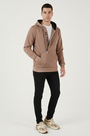 Buratti Pamuklu Slim Fit Kanguru Cepli Fermuar Detaylı Kapüşon Yaka Sweat Erkek SWEAT 575707