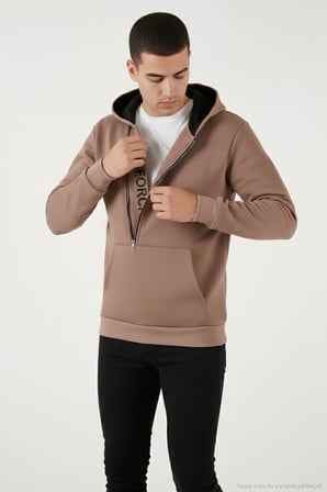 Buratti Pamuklu Slim Fit Kanguru Cepli Fermuar Detaylı Kapüşon Yaka Sweat Erkek SWEAT 575707