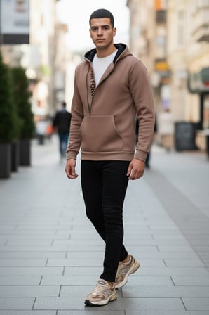 Buratti Pamuklu Slim Fit Kanguru Cepli Fermuar Detaylı Kapüşon Yaka Sweat Erkek SWEAT 575707