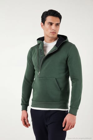 Buratti Pamuklu Slim Fit Kanguru Cepli Fermuar Detaylı Kapüşon Yaka Sweat Erkek SWEAT 575707
