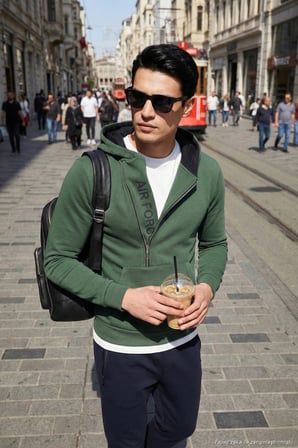 Buratti Pamuklu Slim Fit Kanguru Cepli Fermuar Detaylı Kapüşon Yaka Sweat Erkek SWEAT 575707
