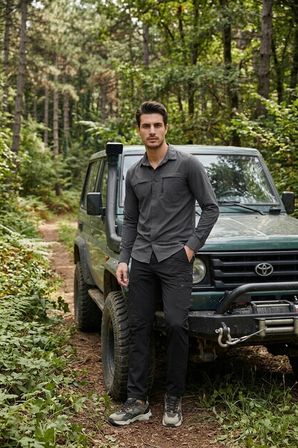 Buratti Normal Kalıp Lastikli Bel Su İtici Düz Paça Trekking ve Kargo Pantolon Erkek PANTOLON 693288