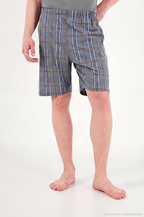 Buratti Kareli Pamuklu Regular Fit Şortlu Pijama Takımı Erkek PİJAMA TAKIMI 6572021 FÜME