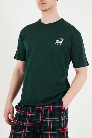 Buratti Kareli Pamuklu Regular Fit Şortlu Pijama Takımı Erkek PİJAMA TAKIMI 6572022 YEŞİL