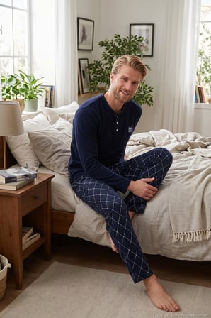 Buratti Nakış Detaylı Yumuşak Dokulu Düğmeli Hakim Yaka Polar Pijama Takımı Erkek PİJAMA TAKIMI 6097061 LACİVERT