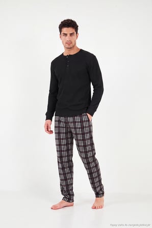 Buratti Lastikli Bel Düz Paça Ultra Soft Polar Pijama Altı Erkek PİJAMA ALTI 6098001 SİYAH-BORDO