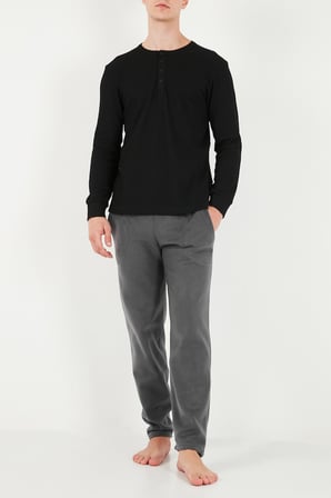 Buratti Lastikli Bel Düz Paça Ultra Soft Polar Pijama Altı Erkek PİJAMA ALTI 6098001 ANTRASİT