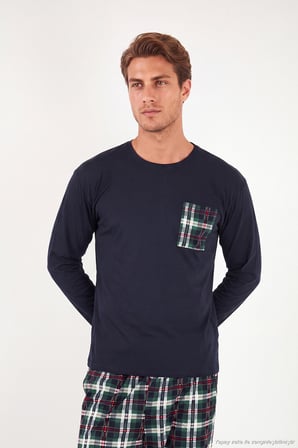 Buratti Ekoseli Cepli Beli Lastikli % 100 Pamuk Regular Fit Pijama Takımı Erkek PİJAMA TAKIMI 6572001 KOYU LACİVERT