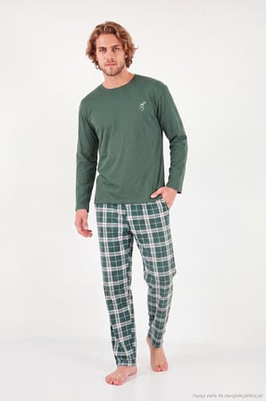 Buratti Ekoseli Pamuklu Bisiklet Yaka Uzun Kollu Pijama Takımı Erkek PİJAMA TAKIMI 6575003 YEŞİL