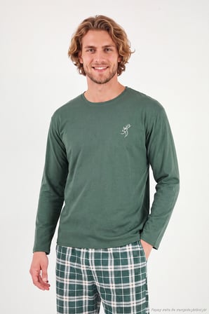 Buratti Ekoseli Pamuklu Bisiklet Yaka Uzun Kollu Pijama Takımı Erkek PİJAMA TAKIMI 6575003 YEŞİL