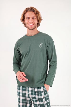Buratti Ekoseli Pamuklu Bisiklet Yaka Uzun Kollu Pijama Takımı Erkek PİJAMA TAKIMI 6575003 YEŞİL